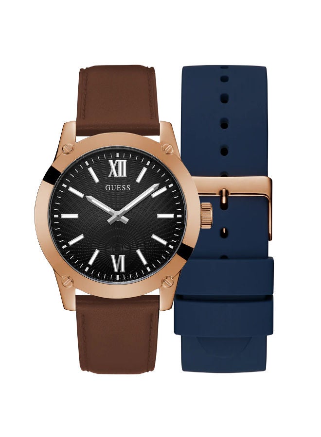 GUESS Leather Analog Wrist Watch GW0630G3 with Navy Silicone Strap - Image 1