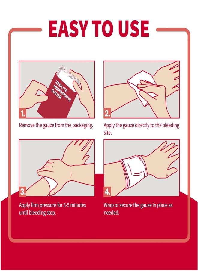 Survivex Hemostatic Gauze - Quick Blood Clotting Gauze for Wounds - Trauma Kit Hemostatic Dressing - 3 in x 4 FT - 2 PCS - Image 4