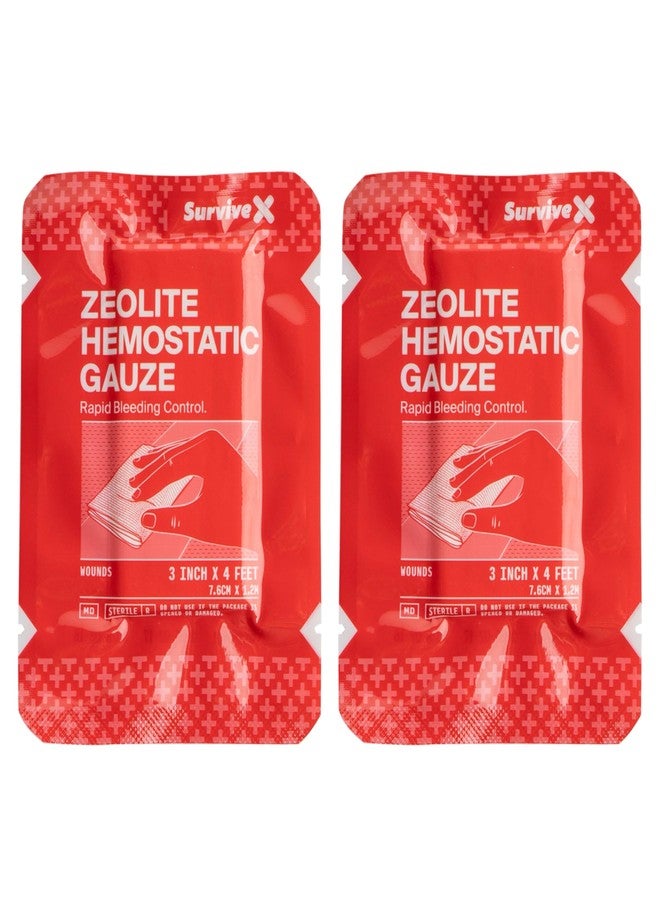 Survivex Hemostatic Gauze - Quick Blood Clotting Gauze for Wounds - Trauma Kit Hemostatic Dressing - 3 in x 4 FT - 2 PCS - Image 1