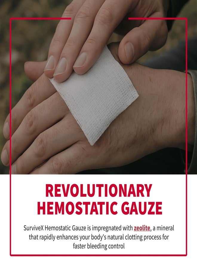Survivex Hemostatic Gauze - Quick Blood Clotting Gauze for Wounds - Trauma Kit Hemostatic Dressing - 3 in x 4 FT - 2 PCS - Image 2