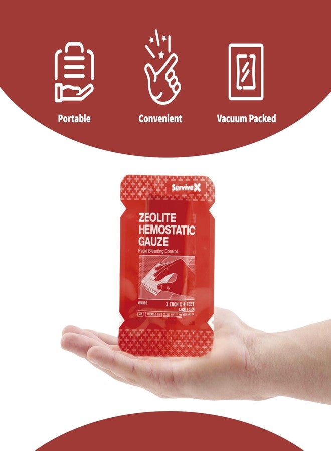 Survivex Hemostatic Gauze - Quick Blood Clotting Gauze for Wounds - Trauma Kit Hemostatic Dressing - 3 in x 4 FT - 2 PCS - Image 5