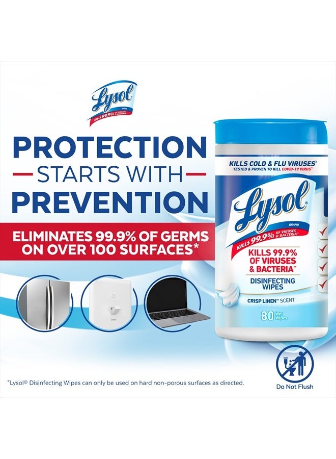 Lysol مناديل مطهرة، مناديل تنظيف مضادة للبكتيريا متعددة الأسطح، للتعقيم والتنظيف، قماش ناعم، 80 قطعة - Image 4