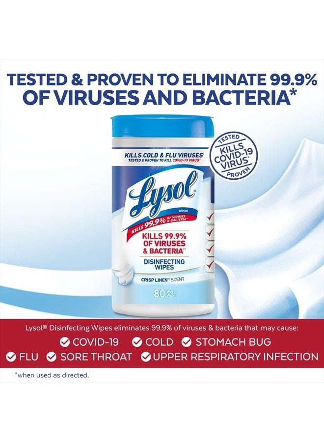 Lysol مناديل مطهرة، مناديل تنظيف مضادة للبكتيريا متعددة الأسطح، للتعقيم والتنظيف، قماش ناعم، 80 قطعة - Image 2