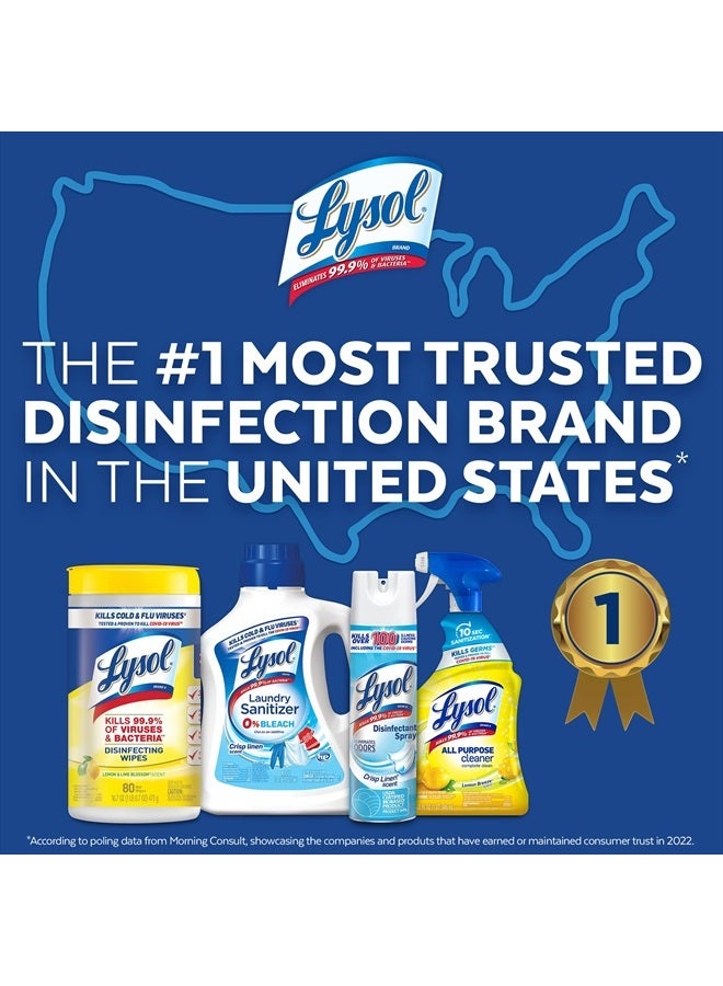 Lysol مناديل مطهرة، مناديل تنظيف مضادة للبكتيريا متعددة الأسطح، للتعقيم والتنظيف، قماش ناعم، 80 قطعة - Image 5