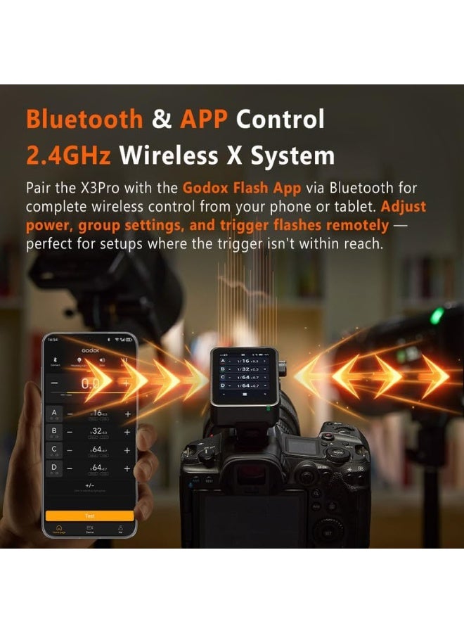 Godox X3 Pro S Touch Screen Trigger For Sony – 2.4G TTL Wireless Flash Trigger With Touchscreen Control, HSS 1/8000s And Multi-Flash Support For Sony Cameras - Image 4