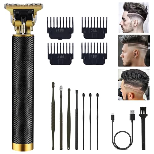 PXLISIE Professional Cordless Hair Clipper and Trimmer for Men, T Blade Zero Gapped Rechargeable Beard Shaver, Hair Cutting Kit With Ear Spoon Tool Set, Black - Image 1
