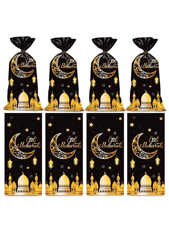 100 Pcs Eid Mubarak Gift Bags, Ramadan Goodie Bags Plastic Cellophane Treat Bags with Gold Twist Ties - Image 5