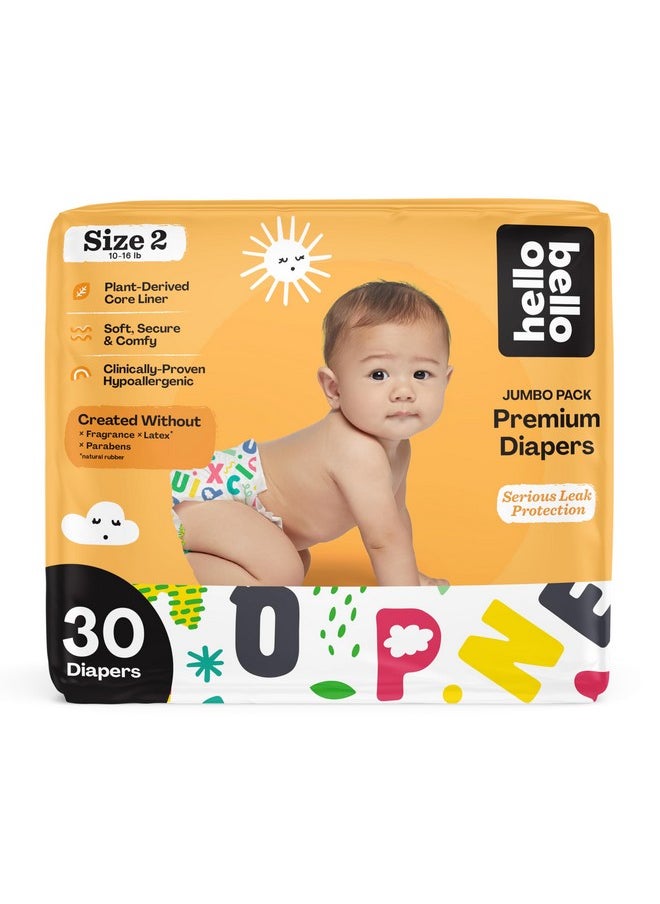 Hello Bello Premium Baby Diapers Size 2 I 30 Count Of Disposable, Extra-Absorbent, Hypoallergenic Baby Diapers With Snug And Comfort Fit I Alphabet Soup  - Image 1
