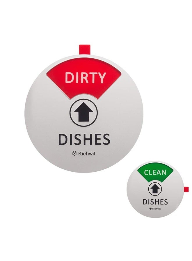Dishwasher Magnet Clean Dirty Sign Indicator, Works on All Dishwashers, Non-Scratch Strong Magnetic Backing, Residue Free Adhesive Included, 4 Inch, Silver