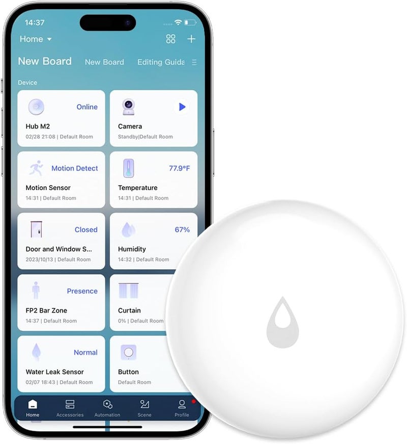 أكارا مستشعر تسرب المياه من Aqara، يتطلب وحدة تحكم Aqara (AQARA HUB)، ولا يدعم وحدات التحكم من شركات أخرى. جهاز كشف تسرب المياه لأنظمة الإنذار وأتمتة المنازل الذكية، مناسب للاستخدام في المطبخ والحمام والقبو، ويعمل مع خدمة IFTTT. - Image 1