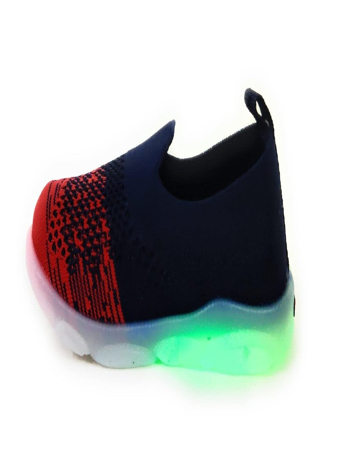 Coolz Kids Knitted Shoes with Light Led-02 for Baby Boys and Girls 9-24 Months (Navy-Red, 9_Months) - Image 3