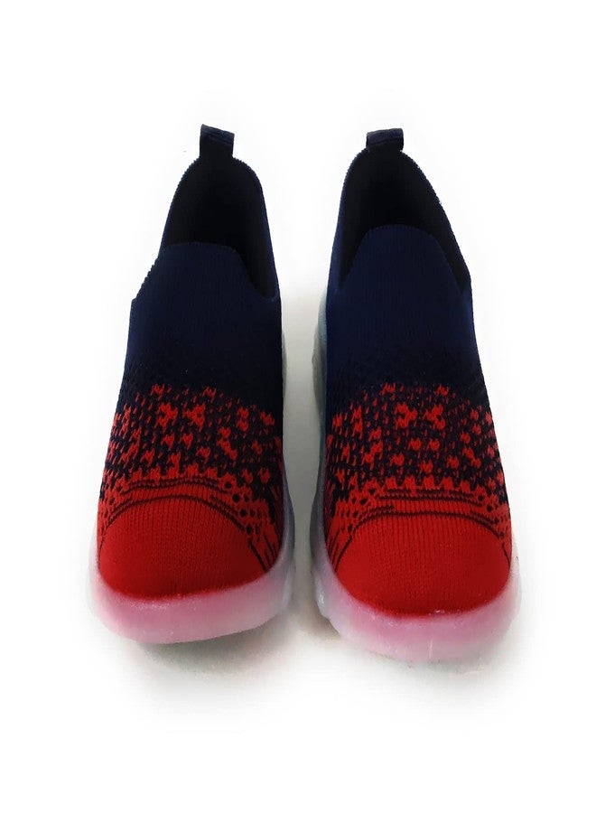 Coolz Kids Knitted Shoes with Light Led-02 for Baby Boys and Girls 9-24 Months (Navy-Red, 9_Months) - Image 4