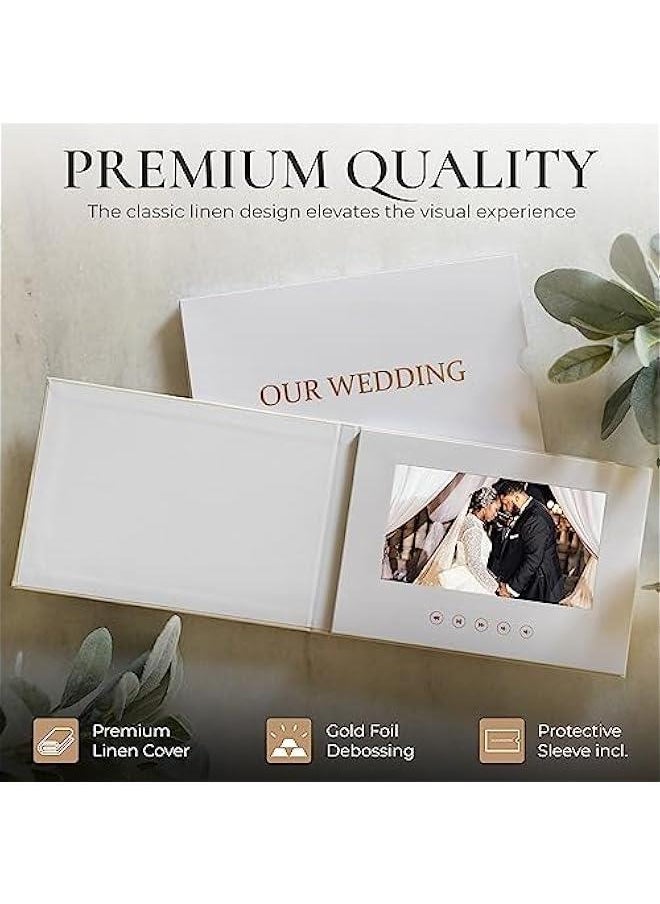 ANKOVO - (OUR WEDDING) | Luxury Linen Bound Wedding Video Book | Gold foil stamping | Up to 3 hours of video, 7” IPS Display, 4GB of memory & Rechargeable Battery - Image 1