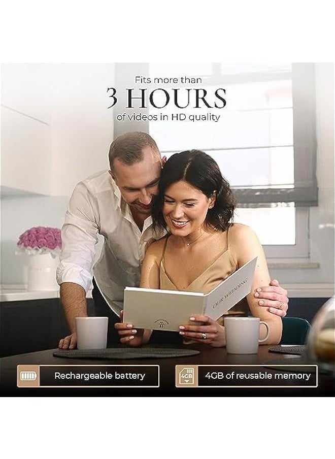 ANKOVO - (OUR WEDDING) | Luxury Linen Bound Wedding Video Book | Gold foil stamping | Up to 3 hours of video, 7” IPS Display, 4GB of memory & Rechargeable Battery - Image 1