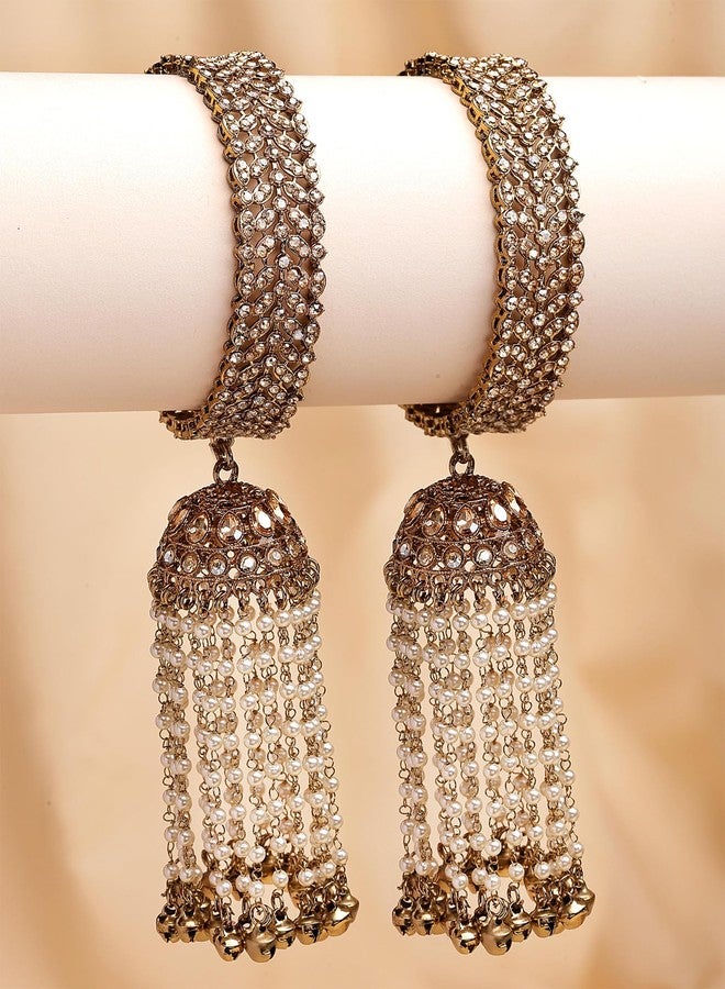 Karatcart Elegant Antique Gold-Plated Bridal Kaleere Style Bangles for Women - Image 4