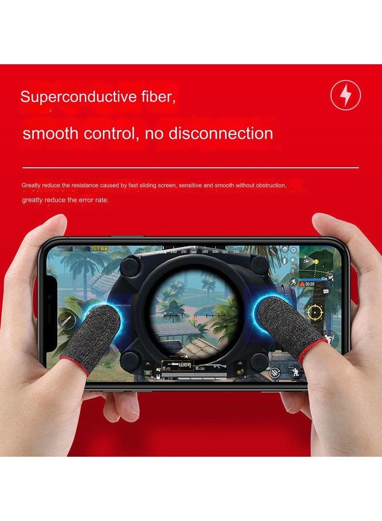 RUKYU Gaming Finger Sleeves 2 Pairs Blue Anti Sweat Breathable Silver Fiber Thumb Gloves Super-thin High Touch Sensitivity for Mobile Phone Games COD Fortnite Legends Everyday Use - Image 4