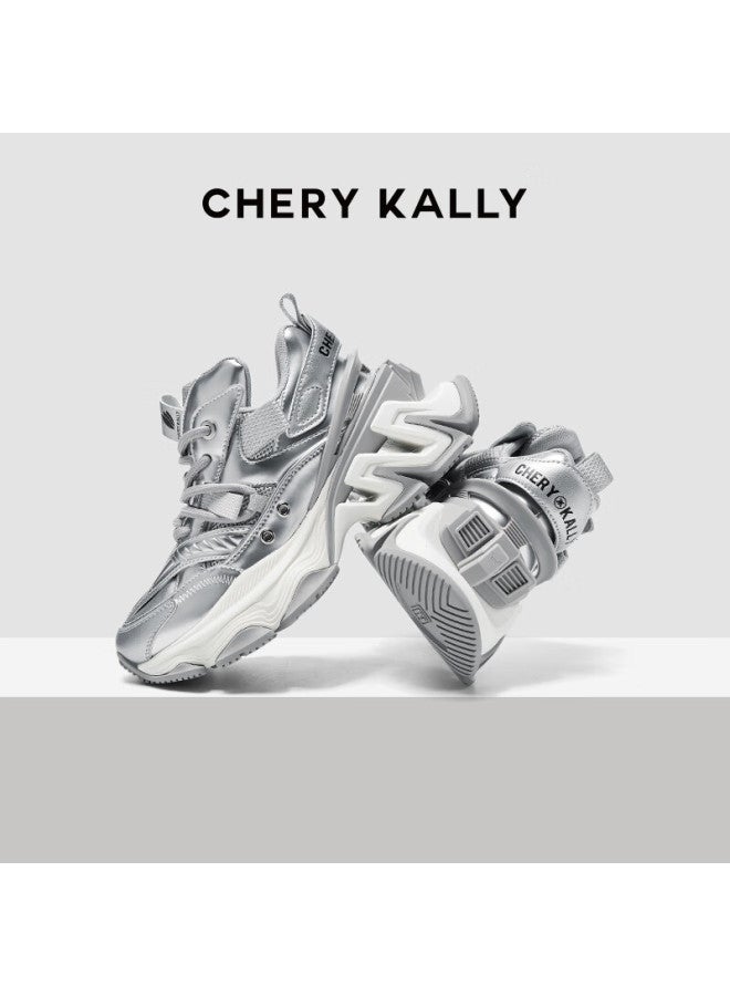 Chery Kally Classic Fashion Dad Shoes, Women's Casual Thick-soled Heightening Shoes, Ld4123, Silver Gray, Size 36 - Image 1