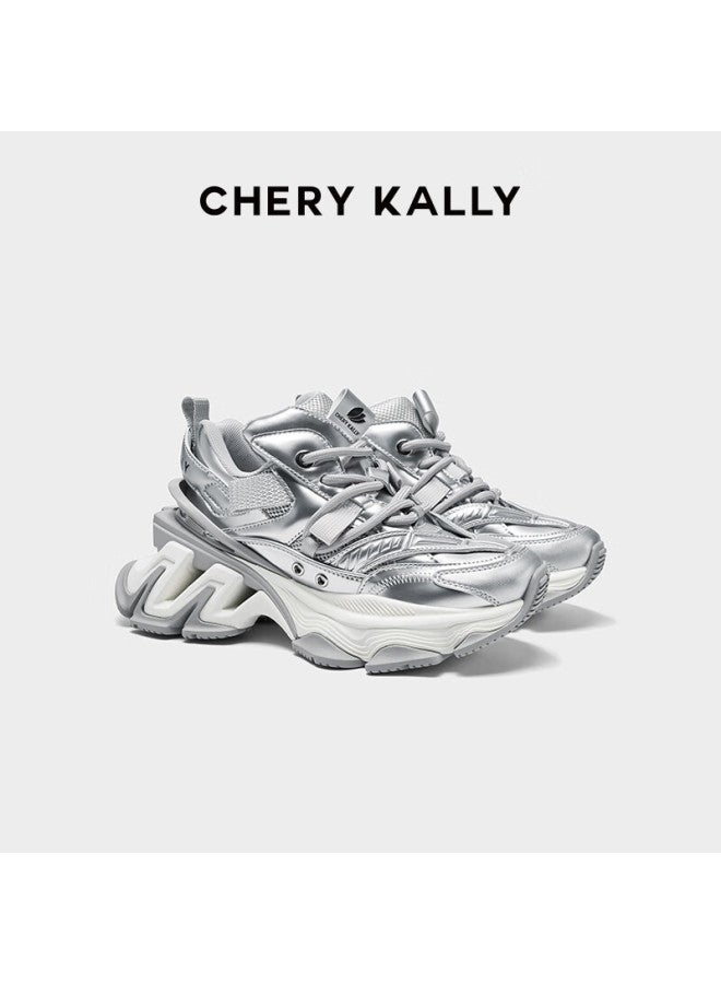 Chery Kally Classic Fashion Dad Shoes, Women's Casual Thick-soled Heightening Shoes, Ld4123, Silver Gray, Size 36 - Image 3