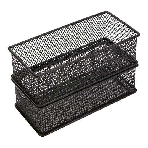 Annova Mesh Drawer Cabinet and Shelf Organizer Bins Storage Basket School Office Supply Holder Tray Set of 2 Black 3x6x2 Inch - Image 3