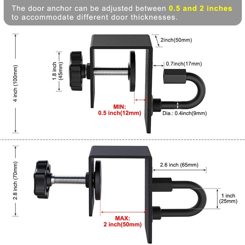 Kipika Door Anchor for Resistance Bands - Heavy Duty Steel Door Hook with Protective Pads - Adjustable and Secure - Fits All Doors and Bands - Ideal for Home Gym, Strength Training, and Physical - Image 3