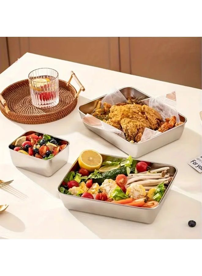 3 Piece Stainless Steel Square Baking Sheets With Lids Oven Safe Leakproof - Image 4