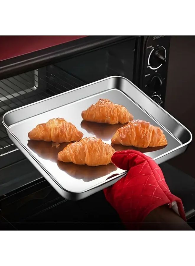 3 Piece Stainless Steel Square Baking Sheets With Lids Oven Safe Leakproof - Image 3