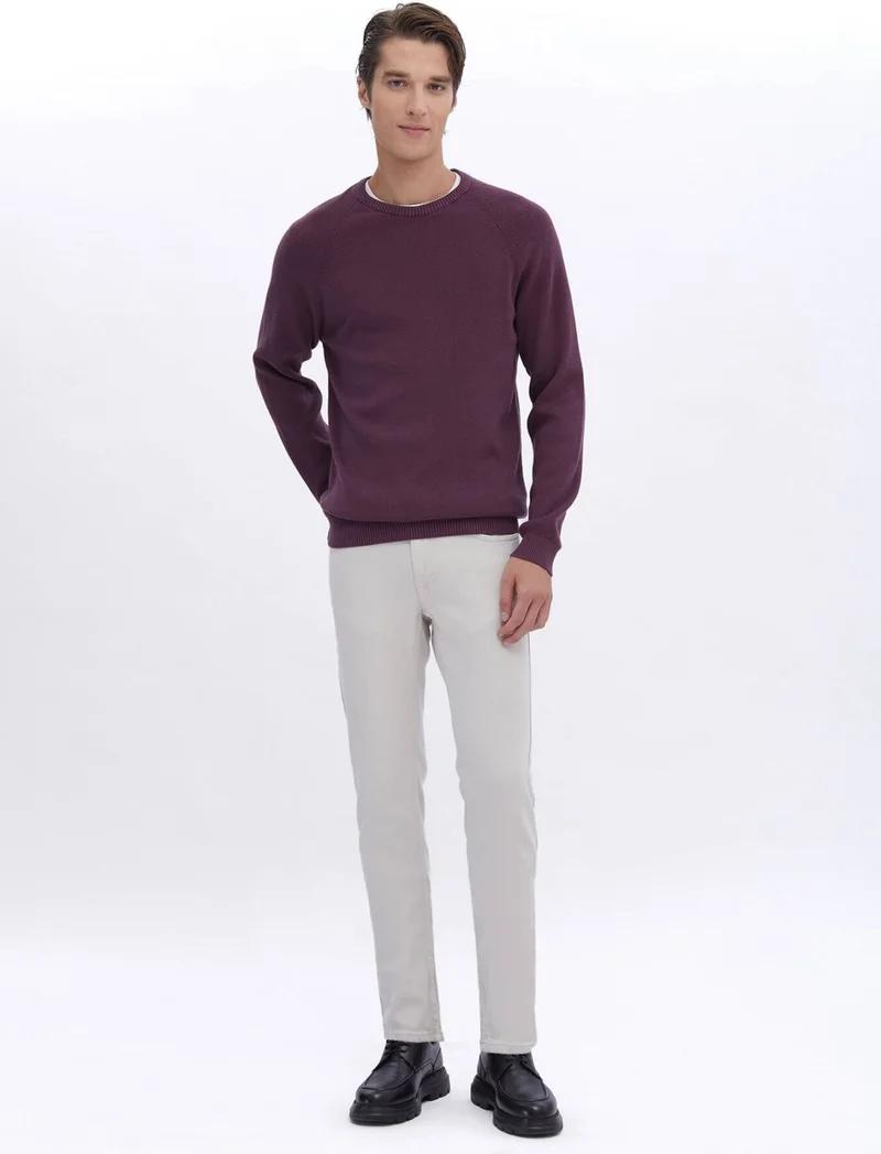 Kip Plum Patterned Crew Neck Sweater