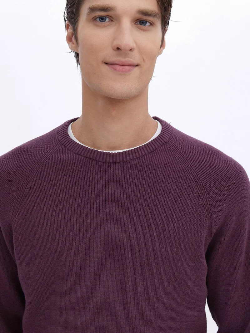 Kip Plum Patterned Crew Neck Sweater
