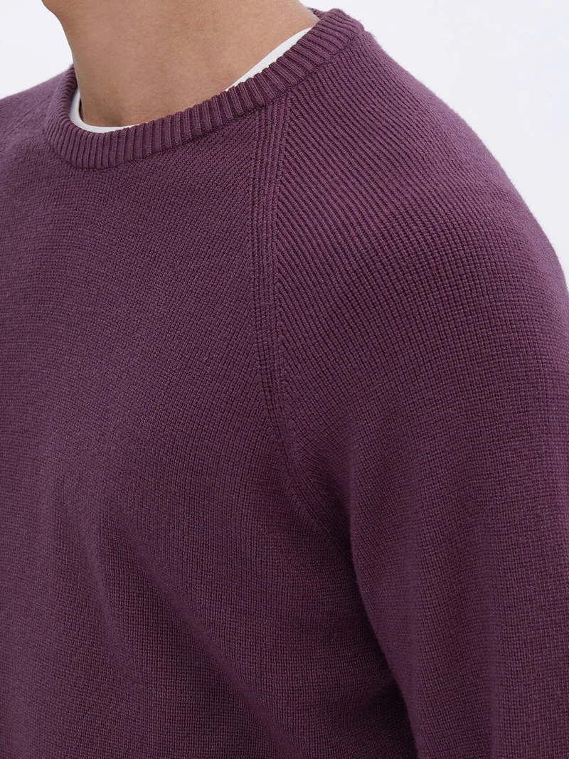 Kip Plum Patterned Crew Neck Sweater
