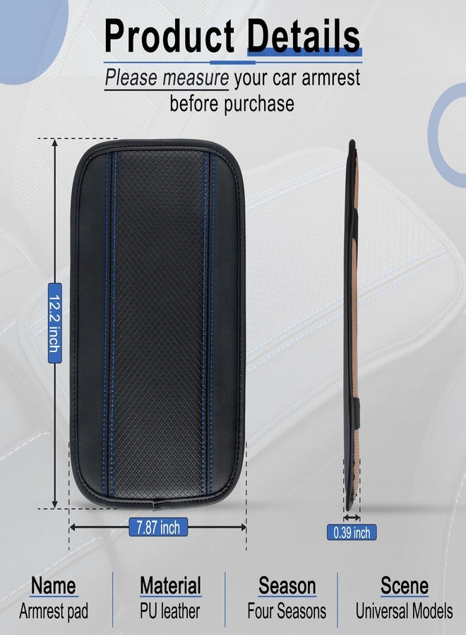 Amiss Car Center Console Pad, Universal Waterproof Car Armrest Seat Box Cover, PU Leather Auto Armrest Cover Protector，Vehicle Interior Accessories fits SUV/Truck/Car (Black-Blue) - Image 5