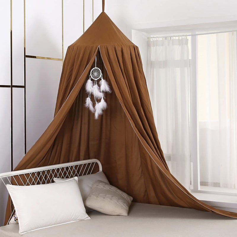 Mengersi Bed Canopy Play Tent for Kids, Round Dome Kids Mosquito Net Indoor Outdoor Castle Hanging House Decoration Reading Nook (Coffee) - Image 1