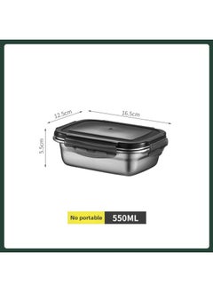 Factory Direct 304 Stainless Steel Fresh-keeping Box Refrigerator Sealed Box Storage Box Fruit And Vegetable Pickle Bucket Lunch Box-Specifications:Rectangular 550ml