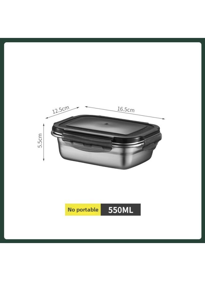 Generic - Factory Direct 304 Stainless Steel Fresh-keeping Box Refrigerator Sealed Box Storage Box Fruit And Vegetable Pickle Bucket Lunch Box-Specifications:Rectangular 550ml - Image 1