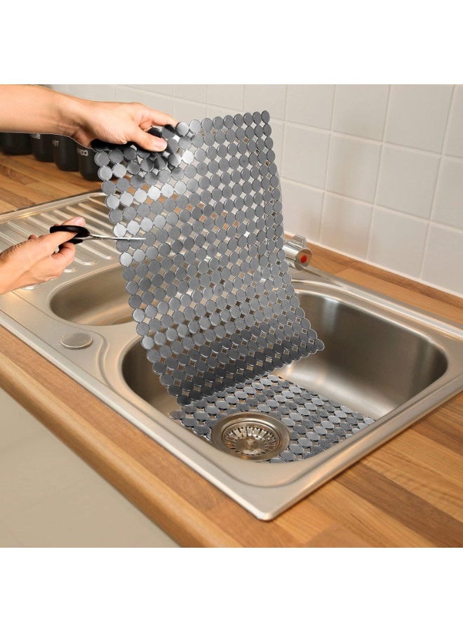 Relex 2 Pack Kitchen Sink Mat for Stainless Steel/Ceramic Sinks, PVC Eco-friendly Protectors for Bottom of Kitchen Sink, Adjustable, Fast Draining, Easy to Clean, Dots Design - Image 5