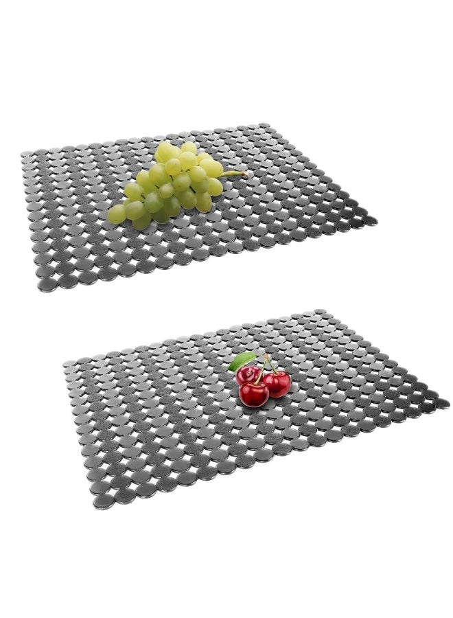 Relex 2 Pack Kitchen Sink Mat for Stainless Steel/Ceramic Sinks, PVC Eco-friendly Protectors for Bottom of Kitchen Sink, Adjustable, Fast Draining, Easy to Clean, Dots Design - Image 1