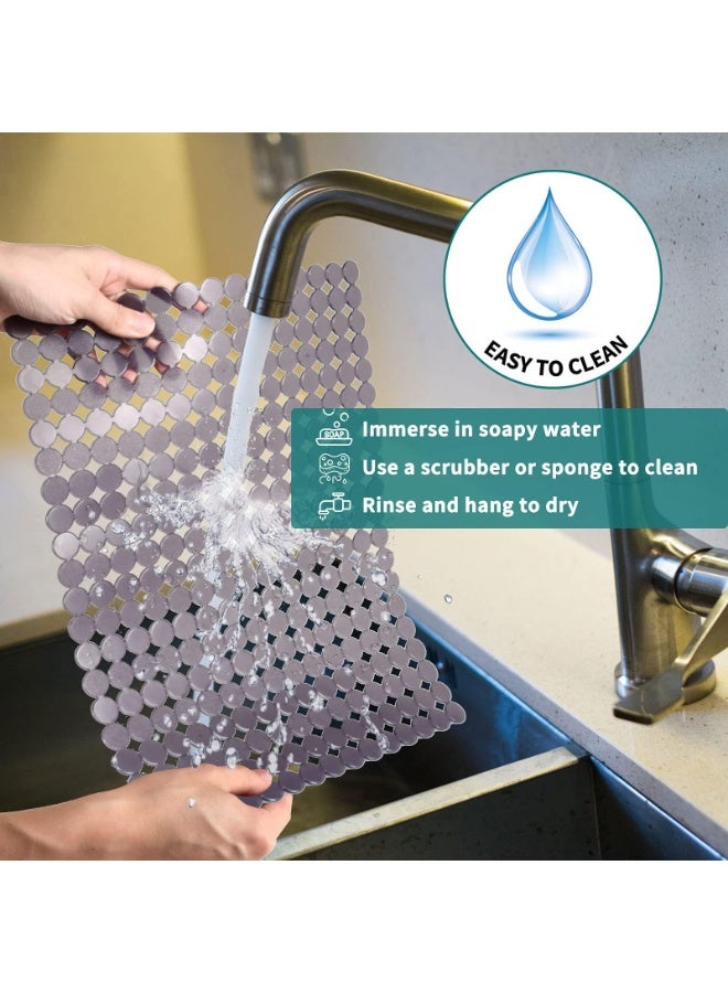 Relex 2 Pack Kitchen Sink Mat for Stainless Steel/Ceramic Sinks, PVC Eco-friendly Protectors for Bottom of Kitchen Sink, Adjustable, Fast Draining, Easy to Clean, Dots Design - Image 2