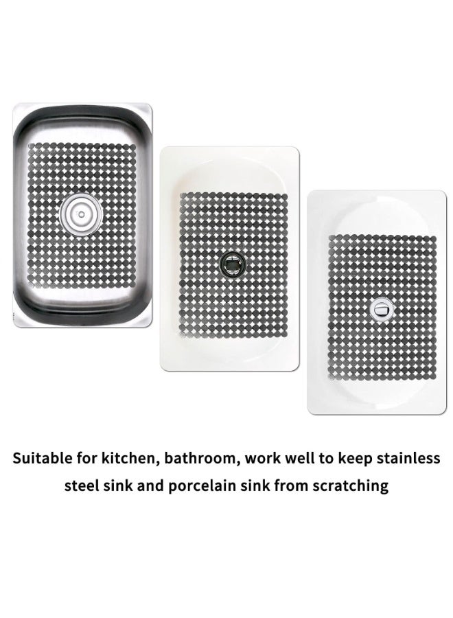 Relex 2 Pack Kitchen Sink Mat for Stainless Steel/Ceramic Sinks, PVC Eco-friendly Protectors for Bottom of Kitchen Sink, Adjustable, Fast Draining, Easy to Clean, Dots Design - Image 4