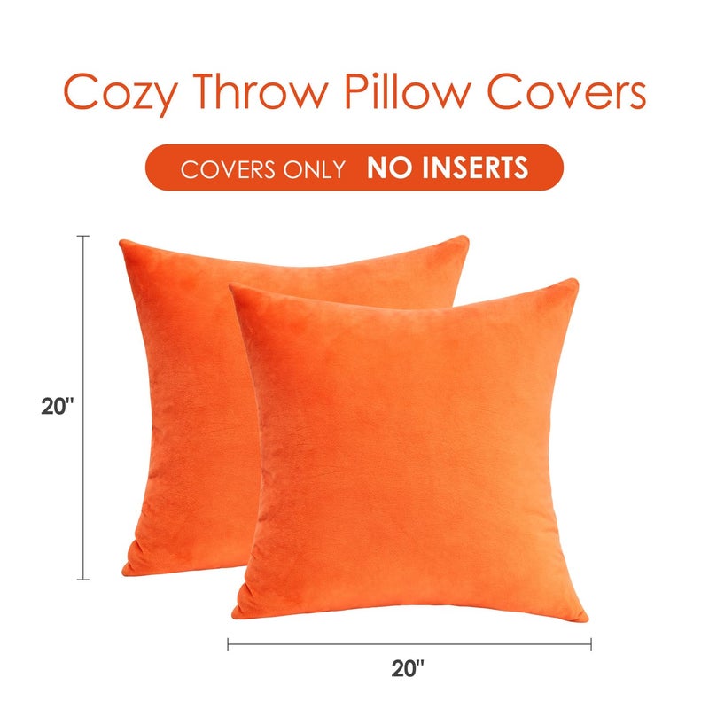 GriNeed Velvet Throw Pillow Covers Orange Set of 2 20x20 Inch Pillow Covers, Soft Farmhouse Neutral Decorative Pillowcases for Couch Sofa Bed, Home Boho Decor, Modern Cushion Covers - Image 5