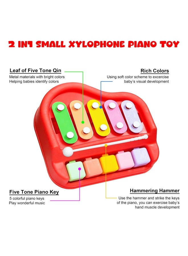 VGRASSP 2 in 1 Small Xylophone and Piano Toy for Kids with Colorful Keys and Drum Sticks - Musical Instrument Toy for Baby and Toddlers - Red - Image 5