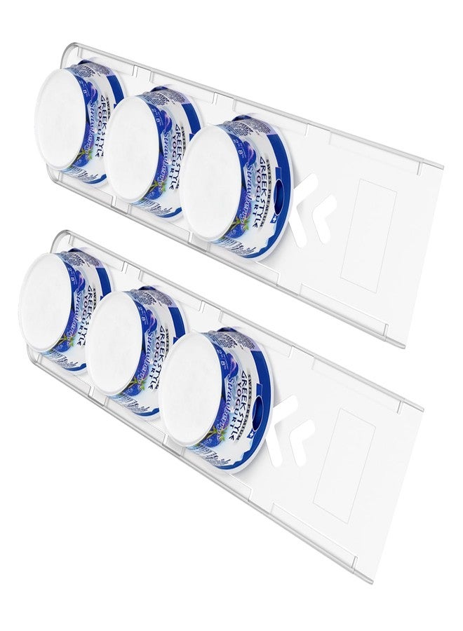 Sophico Yogurt Organizer for Fridge, 4 Capacity Yogurt Sliders for Refrigerator, Yogurt Holder with Adhesive Tapes for 3.75 Inch Yogurt, Greek and Vegan Yogurt (Transparent,2 Pack) - Image 1