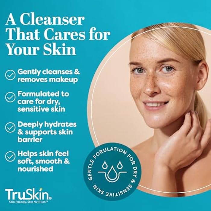 TruSkin Soothing Cleansing Milk - Gentle Facial Cleanser with Rice & Oat Milk, Hyaluronic Acid - Removes Make-Up Without Stripping Sensitive Skin - Image 3
