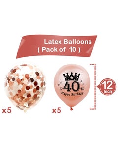 Brain Giggles BrainGiggles 40th Happy Birthday Balloon Decoration Set of 10 - Rose Gold  - Image 2
