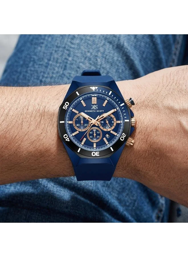 Kenneth Scott  Kenneth Scott Men's Chronograph  Blue  Dial Watch - K26116-NSNN for Men | Best Price UAE