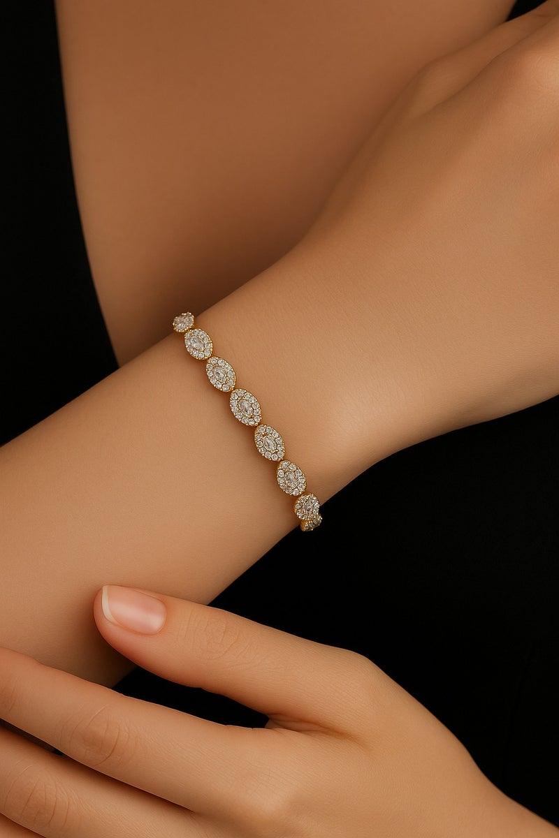 Ready For Chai Elegant Oval Diamond Tennis Bracelet | 925 Sterling Silver | Dainty CZ Link Bracelet for Women - Image 2