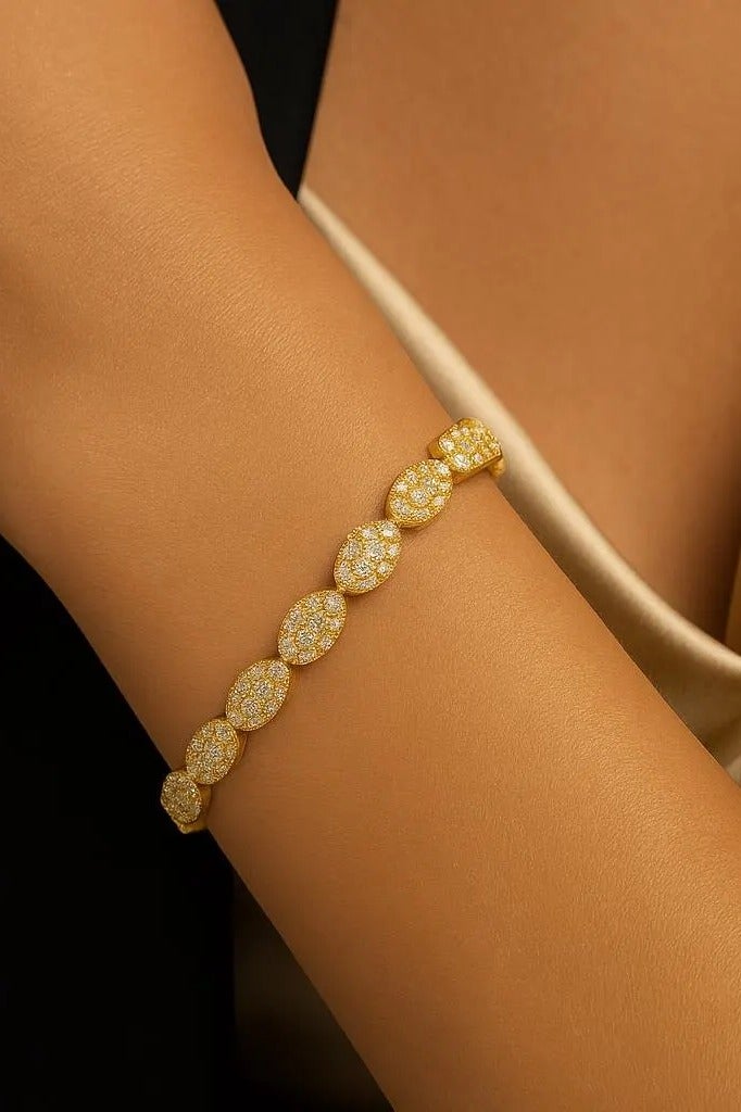 Ready For Chai Elegant Oval Diamond Tennis Bracelet | 925 Sterling Silver | Dainty CZ Link Bracelet for Women - Image 4