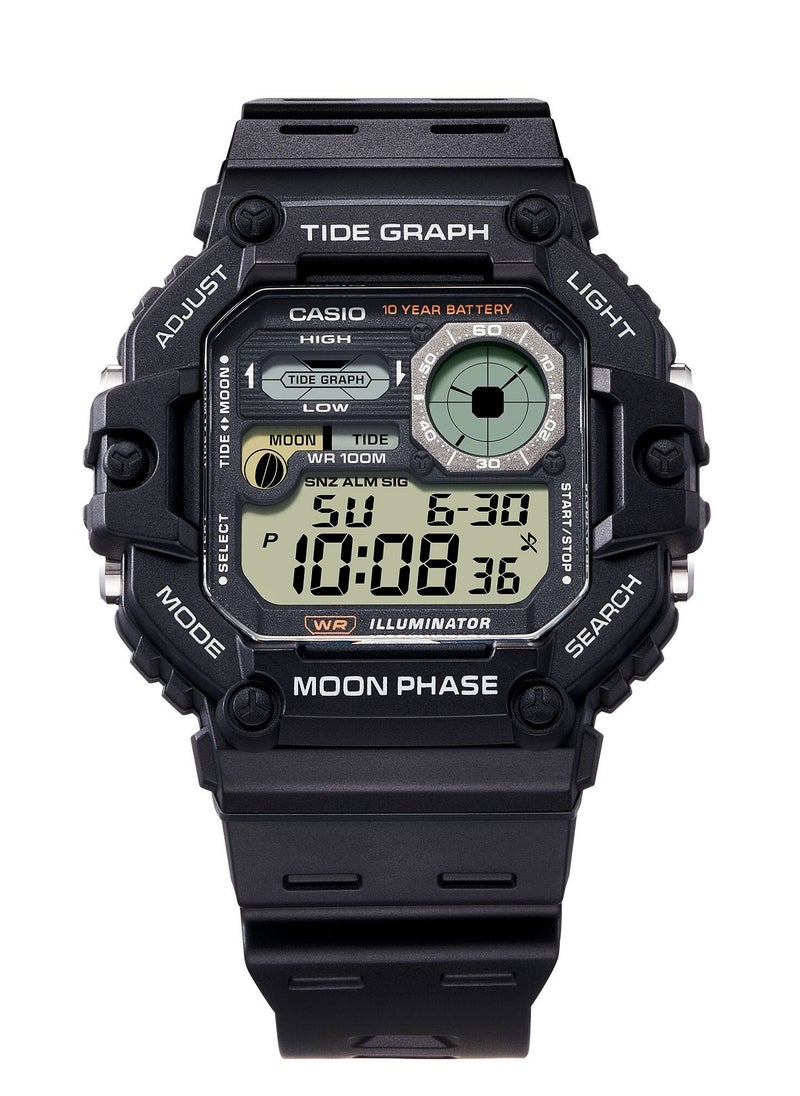 CASIO ساعة كوارتز رقمية قياسية لرسم بياني لمرحلة القمر وحزام راتنج كوارتز WS-1700H-1AV للرجال  - Image 2