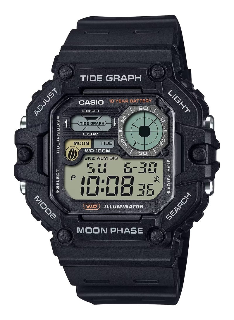 CASIO ساعة كوارتز رقمية قياسية لرسم بياني لمرحلة القمر وحزام راتنج كوارتز WS-1700H-1AV للرجال  - Image 1