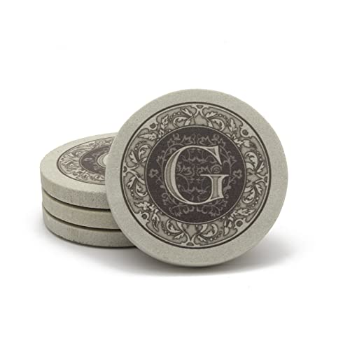 Thirstystone Monogram Coasters, All Natural Stone with Non-Slip Cork Backing, Drink Absorbent & Protects Table, Great for Gifts, Letter G (Set of 4) - Image 4