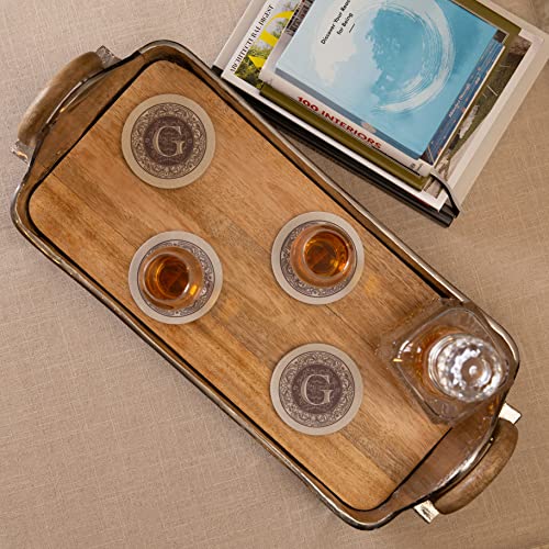 Thirstystone Monogram Coasters, All Natural Stone with Non-Slip Cork Backing, Drink Absorbent & Protects Table, Great for Gifts, Letter G (Set of 4) - Image 2