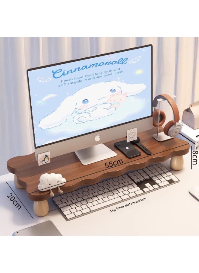 Generic - Desktop Computer Elevated Rack Monitor Elevated Rack Table Board Keyboard Bracket Display Screen Pad Elevated Base Elevated Bracket-Color:Cloud-shaped Black Walnut Goose Egg Legs [55cm Long And 20cm Wide] - Image 1